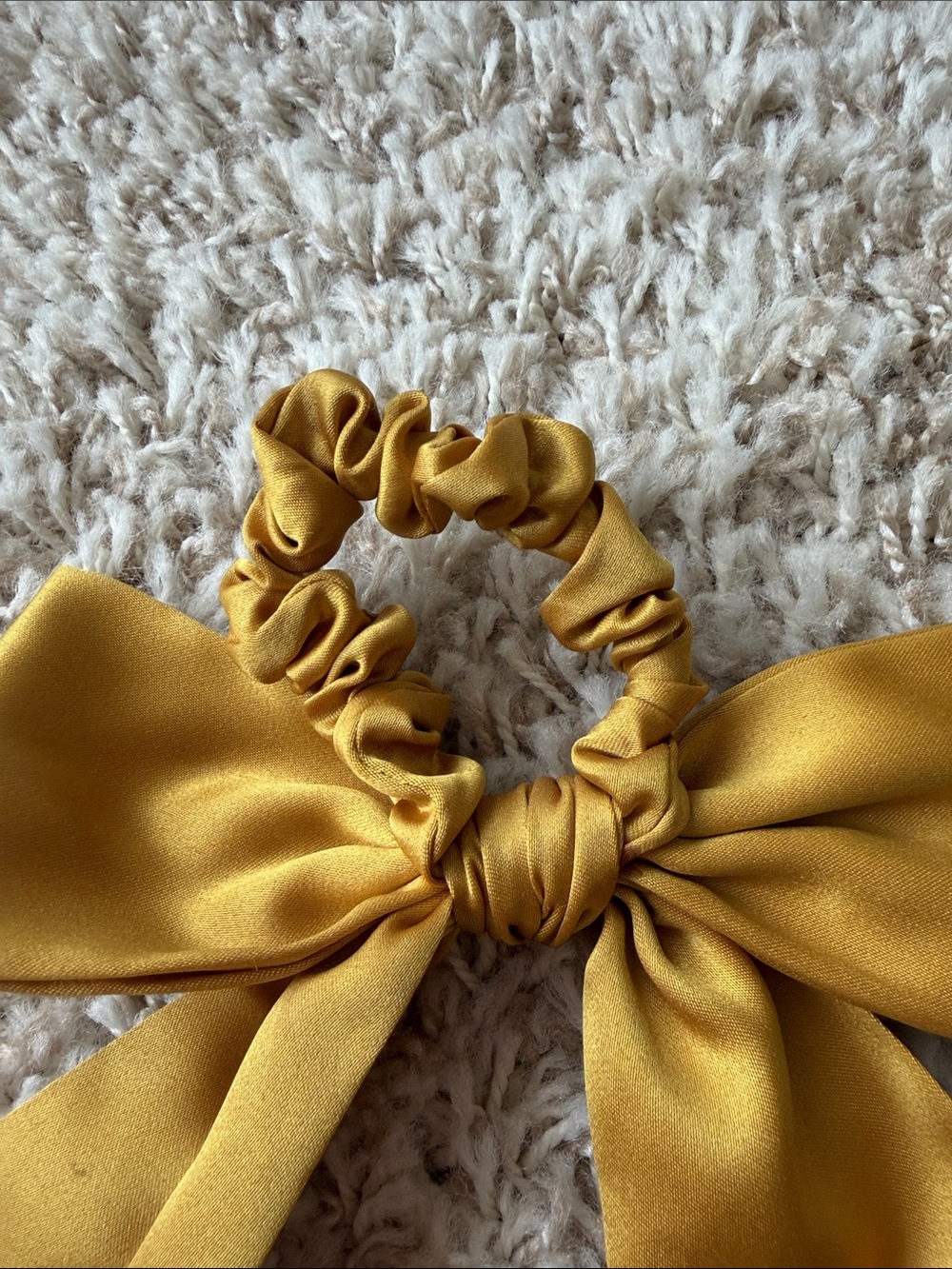 Bow Scrunchie Hair Tie in Mustard Gold - Picture 4 of 8